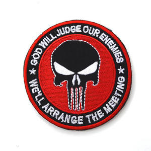 전술 모자와 배낭을위한 수 놓은 둥근 모양의 해골 머리 응징자 도덕적 패치 - Product Image 5