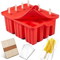 Moules à crème glacée en silicone à 10 cavités sans BPA avec support à sucettes glacées