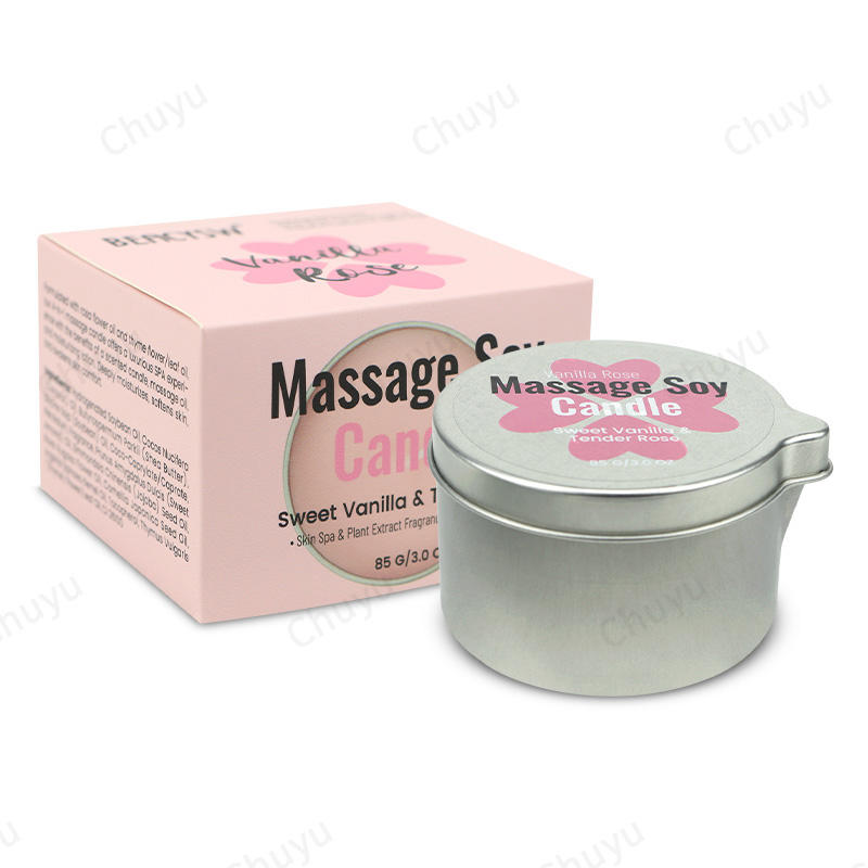 เทียนถั่วเหลืองนวดกุหลาบวานิลลา