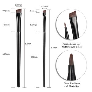 Brosse à sourcils en aluminium pour eye-liner <span class=keywords><strong>ultra</strong></span>-fine et à angle plat Brosse à sourcils à manche en bois blanc de marque privée utilisée avec le fond de teint - Product Image 2
