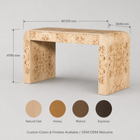 Bureau en bois de burl avec cascade de tiroirs et pieds en dalle, bureau moderne pour bureau à domicile, bureau contemporain en cascade pour maison et hôtel