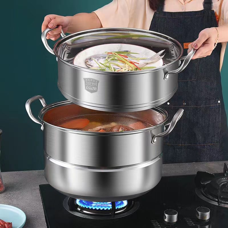 SS304 steam pot Home kitchenware parts stainless Steel four layer food steamer pot wholesale