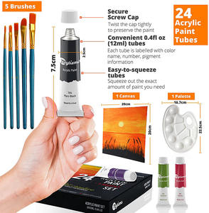 Bview Art Set di pittura acrilica a 24 <span class=keywords><strong>colori</strong></span> vivaci altamente pigmentati con 5 pezzi di pennello 1 pannello di tela - Product Image 4