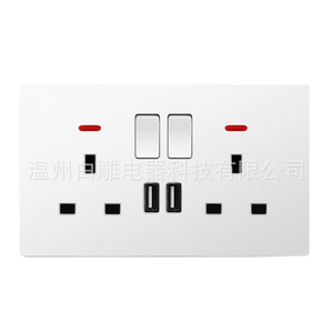 Hai 2 Gang ánh sáng điện 86 nhà tường chuyển đổi thiết bị chuyển mạch Anh và ổ cắm phổ Ổ cắm điện đôi ổ cắm - Product Image 3