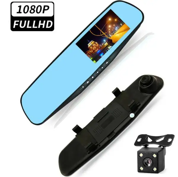 Factory bulk Rearview mirror driving recorder dual lens 4.2-inch car monitoring front and rear dual recording with parking mode