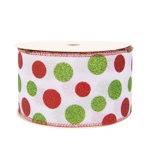 Rubans de Noël transfrontaliers <span class=keywords><strong>Maju</strong></span> – Grinch aux cheveux verts magnifiques, en satin polyester gaufré imprimé rouge et vert - Product Image 5