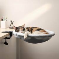 Hamaca Moderna y Resistente para Gatos, Hamaca de Felpa Plegable con Clip para Escritorio, para Computadoras de Escritorio