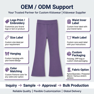 Pantalons de yoga évasés pour filles, coupe <span class=keywords><strong>bootcut</strong></span>, taille haute, extensibles dans 4 directions, séchage rapide, pantalons de sport et de danse pour enfants, vente en gros personnalisée - Product Image 3