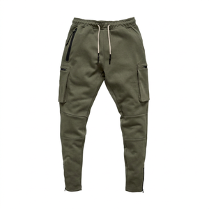 Hot Sale Men's 100% Cotton Plus Size Cargo Joggers Regular Fit Casual Fleece Lined <b>Waterproof</b> Windproof Custom Logo Washed Pants - Product Image 1