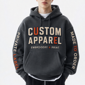 Sudadera con Capucha de Marca Privada, Sudadera con Capucha y Bolsillo Delantero, Bordado en la Manga, Impresión de Logotipo Personalizado, Fabricación ODM, Venta al Por Mayor - Product Image 1