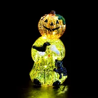 Хит продаж, декоративный стеклянный тыквенный человек для украшения на Хэллоуин со светодиодной подсветкой