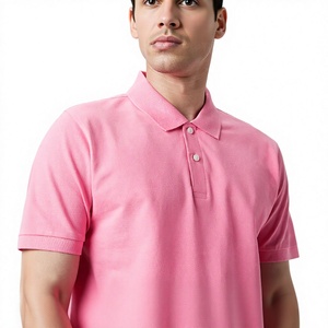 Men's <b>Pink</b> Short Sleeve <b>Polo</b> <b>Shirt</b> Solid Color Cotton Pique Casual Wear Button Front Regular Fit Knitted Design - Product Image 5