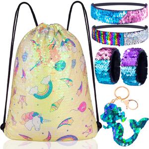 Mermaid Reversible Sequin <strong>Unicorn</strong> Drawstring Backpack Customized Gift Set <strong>Party</strong> <strong>Bag</strong> - Product Image 3