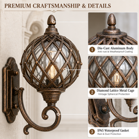 Lampe LED d'extérieur de style européen WECUS, en aluminium, étanche, pour jardin, paysage, rétro, IP65, certifiée AC CE, cour, rue, 2,3 m