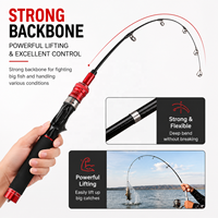 Canne à pêche spinning ML/M, action moyenne rapide, pour la pêche au bar en eau douce et salée, portable, en fibre de carbone, télescopique, mini, pour le voyage, pour leurres.