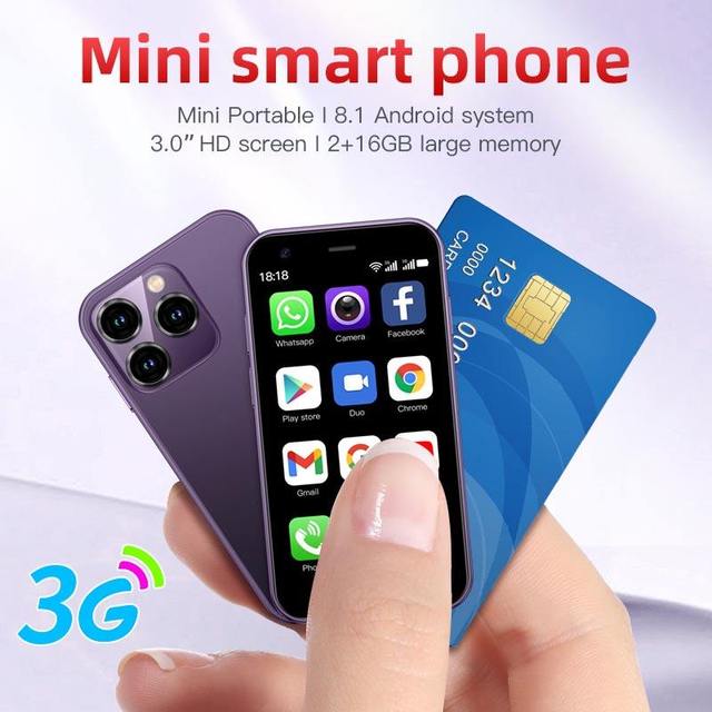 XS 15 Mini Smartphone 3.0 Inch Screen 2GB RAM 16GB ROM Dual SIM Android 8.1 Play Store 3G Portable Mobile Phone for Daily Use
