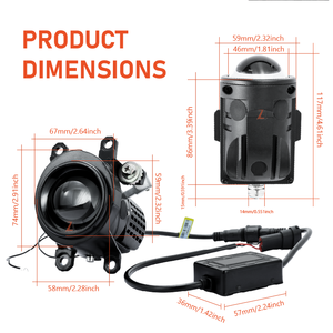 Feux antibrouillard de 2 pouces Bi Led Tricolore Jaune Blanc <span class=keywords><strong>Combo</strong></span> Couleurs Lentille de projecteur Avec 120W 33000Lm Feux antibrouillard LED - Product Image 6