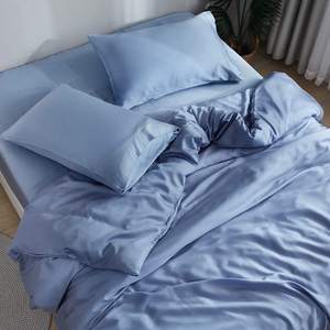 울트라 부드러운 럭셔리 사용자 정의 100% Lyocell Tencel 침대 시트 단색 실크 침구 세트 베갯잇과 일반 이불 커버 - Product Image 5