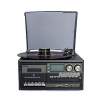 Lecteur de disques vinyles vintage 9 en 1 avec lecteur de CD et cassette, Toca Disco Vinilo Tocadiscos De Vinilo avec USB, cassette et CD