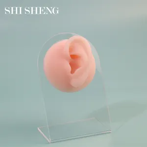SHI SHENG-modelo de silicona para oreja y nariz, con tablero transparente para herramientas profesionales de práctica de Piercing, pendientes, aretes, tachuelas