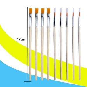 Petit pinceau à manche en bois pour enfants, rond et plat, pour peinture acrylique et aquarelle, matériel artistique - Product Image 6