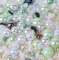 Perles plates de couleur rose mélangées, tailles variées, appliques en strass, perles demi-rondes de 3 à 10 mm, perles plates pour la décoration