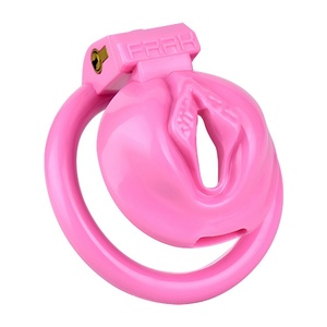 FRRK - Jaula de Castidad Masculina de Resina ABS Rosa, Dispositivo de Bloqueo de Pene con Anillo Bloqueable de Cuatro Tamaños, Juguetes Sexuales BDSM para Hombre - Product Image 2