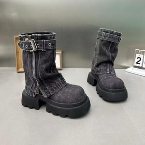 Botas de nieve nuevas para mujer, otoño/primavera invierno 2026, con forro de piel sintética, suela de goma, tacón grueso, aumento de altura, cálidas - Product Image 5