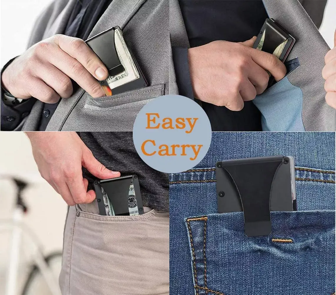 2024 nhà máy bán buôn RFID nhôm trống kim loại ví cho khắc laser, kim loại tối giản money clip wallet chủ thẻ Mens