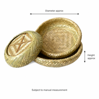 Ensemble de paniers ronds tissés à la main, plateaux de rangement emboîtables 3 pièces, organisateur de fruits, de collations et de bijoux, vente en gros OEM, plateau de rangement tissé