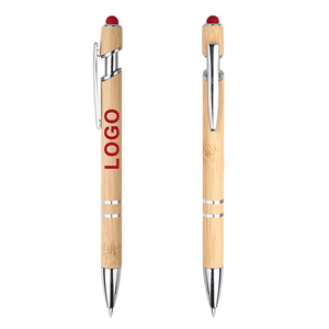 Wholesale Personalized 2 in 1 Multi-Color Touch Head Press Bamboo <b>Pens</b> with Custom Logo Print Eco Friendly Stylus Screen Phone - Product Image 5