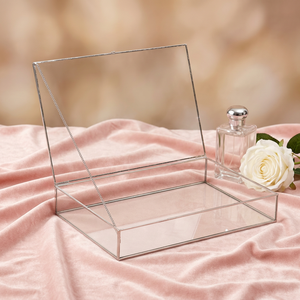 Boîte de rangement en verre avec cadre en métal argenté A.K Handicrafts pour bijoux et cosmétiques, taille personnalisée, idéale pour les cadeaux de mariage pour femmes. - Product Image 1