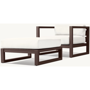 Chaise longue et pouf modernes en aluminium pour loisirs, patio et jardin, ensemble de mobilier d'extérieur de luxe - Product Image 6