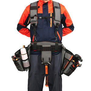 Sac de ceinture pour outils Shuangmeng'er YB-021, noir classique avec surpiqûres rouges, ceinture d'électricien, bandoulière, tissu Oxford durable - Product Image 1