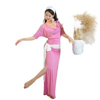 Vêtements de danse pour femmes 3 pièces Baladi Saidi Robe Hair Band Belt Costume Cotton Sexy Stage Dancewear Bellydance Fantasia