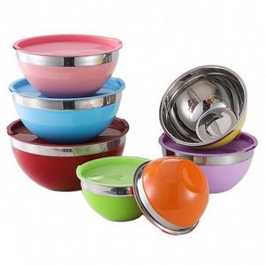 Stainless Steel 7 Piece Mixing Bowls with Lids for Kitchen Baking Prepping Cooking Serving Food - Product Image 2