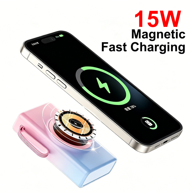 Wholesale New Models PD 20W Fast Charging 22.5W Portable Magnetic Power Bank 20000 MAh USB-C Output Built Cable Wireless 15W CE