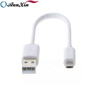 Mini 10cm USB 2,0 tipo a macho a Micro B macho Cable de carga de 5 pines chaqueta de PVC blanco con blindaje trenzado para cámara y computadora