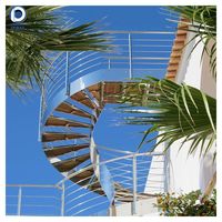 Escalier hélicoïdal moderne sur mesure avec rampe en verre et acier inoxydable, escalier intérieur décoratif pour projets de villas