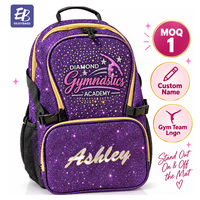 Sac à dos de gymnastique personnalisé pour femmes avec logo, nom personnalisé, strass, bleu royal scintillant, sac de danse pour filles, entraînement d'équipe