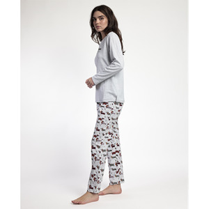 ADMAS ODM, pijama de manga larga con estampado de perro y logotipo personalizado para mujer, camisón transpirable con cierre de cintura elástica abotonada para invierno - Product Image 2