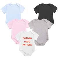 Combinaison bébé en coton à manches courtes avec logo personnalisé, barboteuse pour nouveau-né, combinaison une pièce pour bébé, vente en gros pour l'été