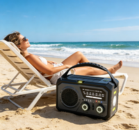 Radio d'urgence portable 16000 mAh FM AM WB avec lampe torche LED dynamo à manivelle et alimentation solaire pour survie en extérieur