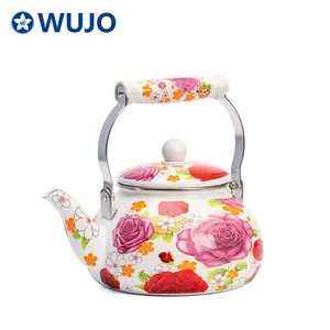 Wholesale 2L enamel tea water kettle 2.5L teapot enamel kettle with flower case