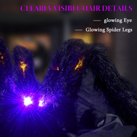 Araña de Peluche Espeluznante con Luz Brillante, Decoración Colgante para Tejera, Accesorio Aterrador para Interiores y Exteriores, Ideal para el Hogar, Jardín y Fiestas de Halloween