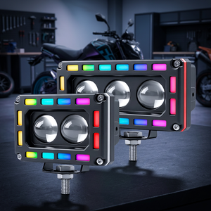 ไฟหน้ามอเตอร์ไซค์ LED ด้านหน้า40W 60W 6000K RGB Halo Angel Eye เสริม2เลนส์สำหรับ ATV รถบรรทุกวิบาก SUV UTV - Product Image 3