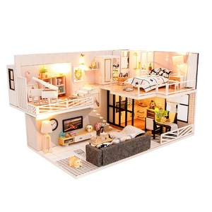 <span class=keywords><strong>Maison</strong></span> de poupée en bois fait à la main, meubles miniatures, <span class=keywords><strong>maison</strong></span> de poupée en bois, artisanat créatif, cadeau d'anniversaire - Product Image 1