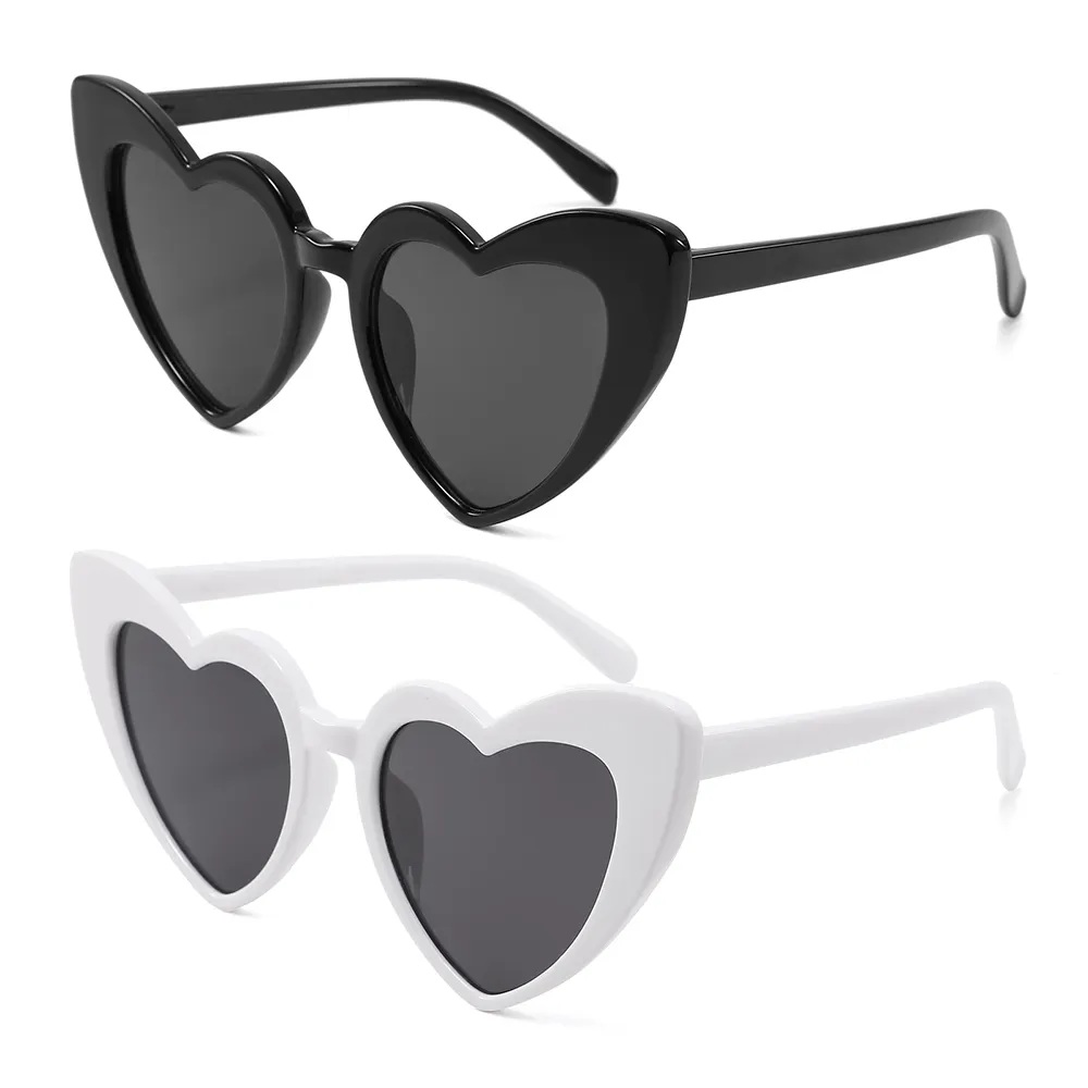 نظارات شمسية عصرية جديدة لإطارات ظلال الحب على شكل قلب حلو ، نظارات شمسية من أجل النساء بالصور البنفسجية