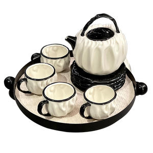 Ensemble de théière et tasses à café en céramique créative Bambootop pour la maison et l'hôtel, ensemble de grande valeur, boîte cadeau d'anniversaire - Product Image 5