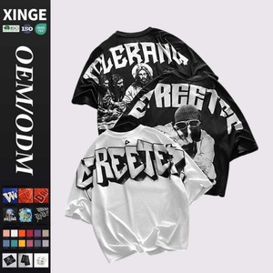 Camiseta de Hombre de Alta Calidad al por Mayor de Fabricante OEM, Estilo Urbano, con Estampado Digital Personalizado, Hombros Caídos, Corte Cuadrado - Product Image 1